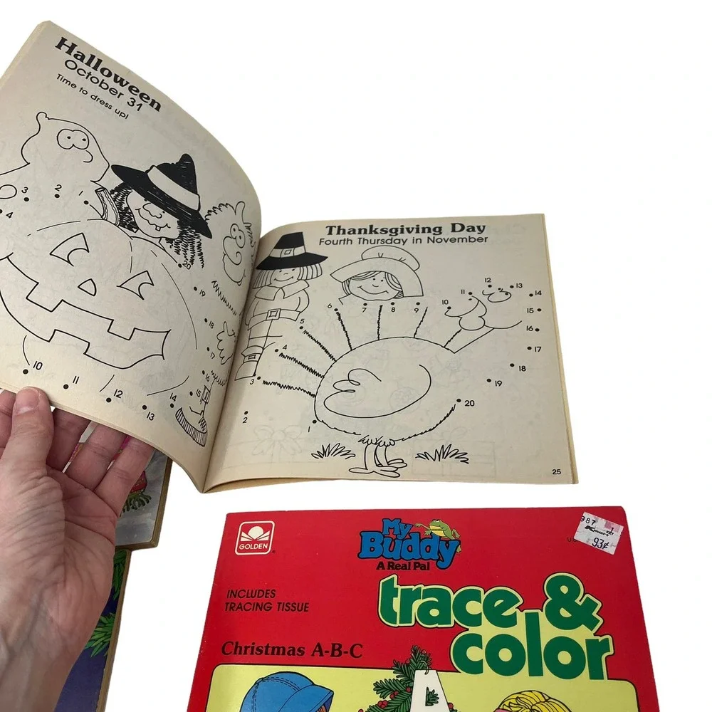 Vintage Unused Coloring Books. My Buddy Trace and Color Christmas ABC Dot to Dot